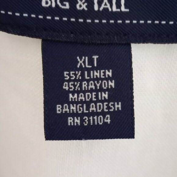 'SADDLEBRED' White Short sleeve Shirt Size XLT Linen blend NWT - Picture 5 of 14